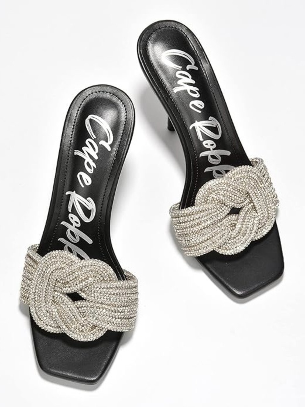 NWT CAPE ROBBIN Flynn Rhinestone Knot Embellished Heels Size 9 - Picture 4 of 8